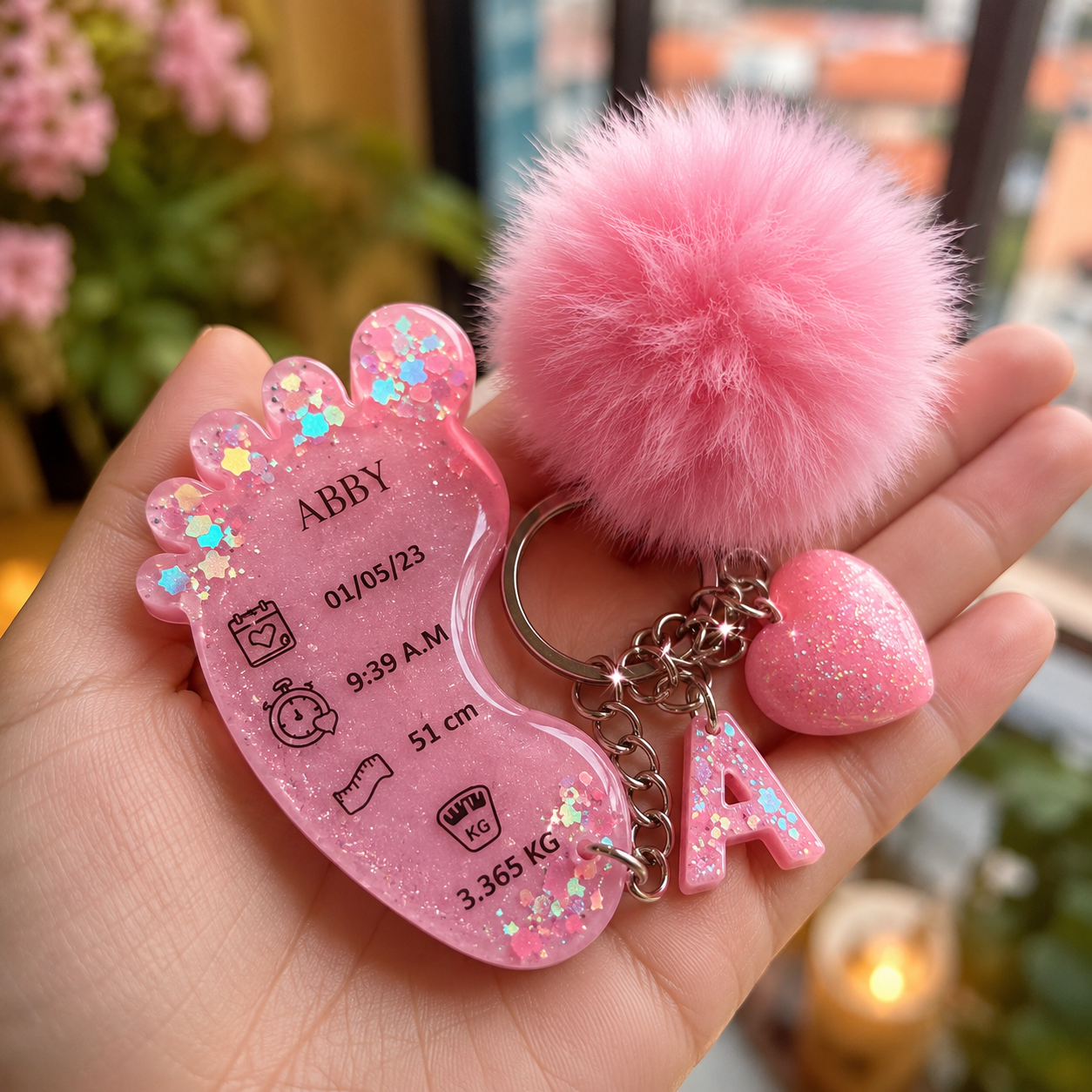 Llavero de nacimiento personalizados en resina